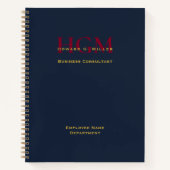 Zakenmonogram Logo marine Burgundy Gold Employee Notitieboek (Voorkant)
