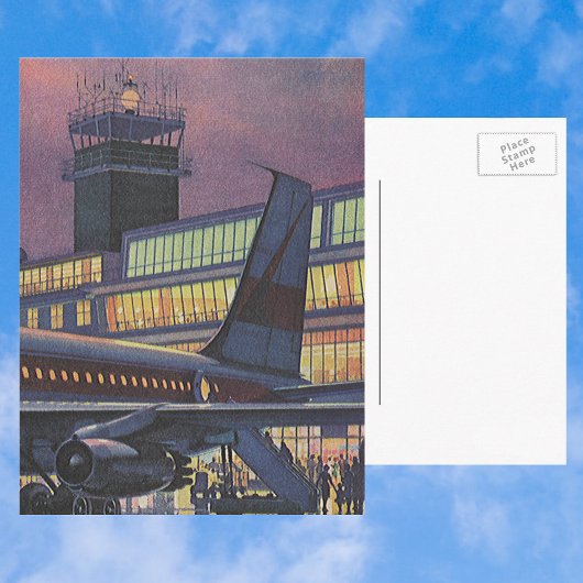  zakenpassagiers aan boord van het vliegtuig briefkaart