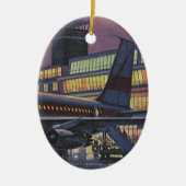  zakenpassagiers aan boord van het vliegtuig keramisch ornament (Voorkant)