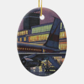  zakenpassagiers aan boord van het vliegtuig keramisch ornament (Achterkant)