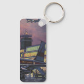 zakenpassagiers aan boord van het vliegtuig sleutelhanger (Achterkant)