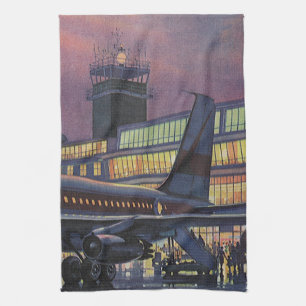 zakenpassagiers aan boord van het vliegtuig theedoek