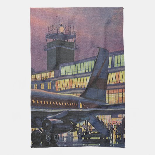  zakenpassagiers aan boord van het vliegtuig theedoek (Verticaal)