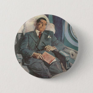 Zakenreis uit het verleden, lezen in het vliegtuig ronde button 5,7 cm