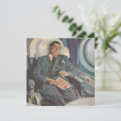  zakenreizen, lezen op het vliegtuig (Staand voorkant)