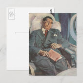  zakenreizen, lezen op het vliegtuig briefkaart (Voorkant / Achterkant)