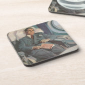  zakenreizen, lezen op het vliegtuig drankjes onderzetter (Linkerzijde)