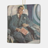 zakenreizen, lezen op het vliegtuig keramisch ornament (Links)