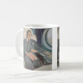  zakenreizen, lezen op het vliegtuig koffiemok (Voorkant links)