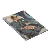 zakenreizen, lezen op het vliegtuig notitieboek (Rechterzijde)