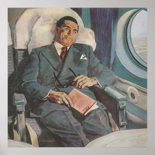  zakenreizen, lezen op het vliegtuig poster (Voorkant)
