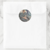 zakenreizen, lezen op het vliegtuig ronde sticker (Tas)