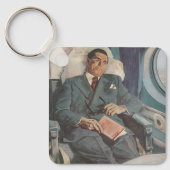 zakenreizen, lezen op het vliegtuig sleutelhanger (Voorkant)