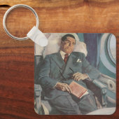 zakenreizen, lezen op het vliegtuig sleutelhanger (Voorkant)