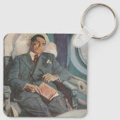 zakenreizen, lezen op het vliegtuig sleutelhanger (Achterkant)