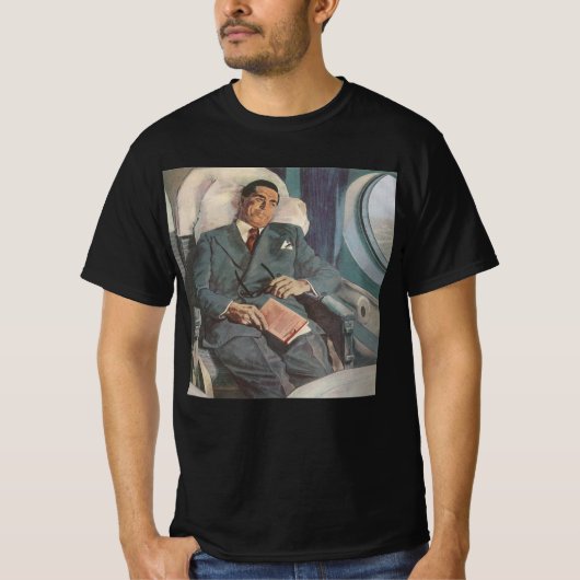 zakenreizen, lezen op het vliegtuig t-shirt (Voorkant)