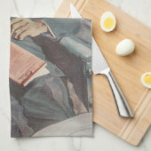 zakenreizen, lezen op het vliegtuig theedoek (Quarter Fold)