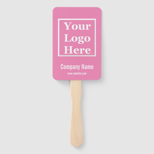 Zakenroze en wit Uw Logo hier Sjabloon Handwaaier (Achterkant)