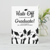 Zakenschool Afstudeer Foto Feesthoeden Uit Partij Kaart (Staand voorkant)