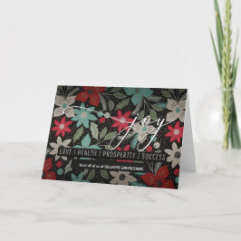 Zakenvakantie Joy Poinsettias op Black Custom Feestdagen Kaart