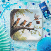Zakenvogels op een boomtak papieren bordje (Feest)