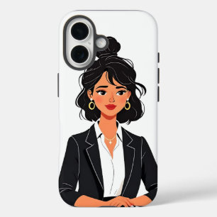 Zakenvrouw CEO Vrouw Stad Silhouet Phone Hoes Empo