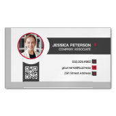 Zakenvrouw glimlacht | Zakelijk | QR-code Magnetisch Visitekaartje (Voorkant)