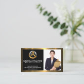 Zakenvrouw | Goudmetalen grens Visitekaartje (Staand voorkant)