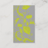 Zakenvrouw Karakter Logo Lime Green Floral Visitekaartje (Achterkant)