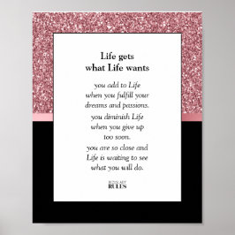 Zakenvrouw Motivatie Roze Glitters Zwart Poster