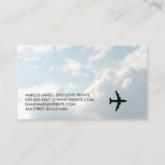 Zakenvrouw reizen | Vliegtuiglogo Visitekaartje (Achterkant)