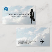 Zakenvrouw reizen | Vliegtuiglogo Visitekaartje (Voorkant / Achterkant)