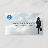 Zakenvrouw reizen | Vliegtuiglogo Visitekaartje (Voorkant)