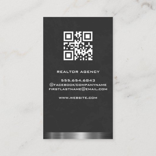 Zakenvrouw | Vastgoedlogo | Metalen rand Visitekaartje (Achterkant)