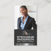 Zakenvrouw | Vastgoedlogo | Metalen rand Visitekaartje (Voorkant)