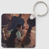 zakenwereld, filmbioscoopprojectionist sleutelhanger (Achterkant)