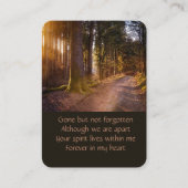 Zakformaat aandenken natuurlandschapspad bomen visitekaartje (Voorkant)