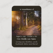 Zakformaat aandenken natuurlandschapspad bomen visitekaartje (Achterkant)