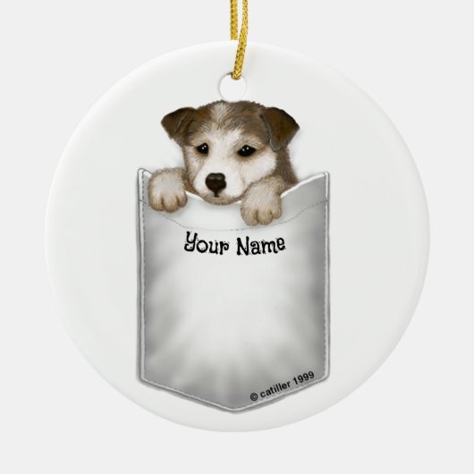 Zakformaat Hondje Keramisch Ornament (Voorkant)