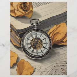  zakhorloge Roos Bloemen Scrapbook Papier