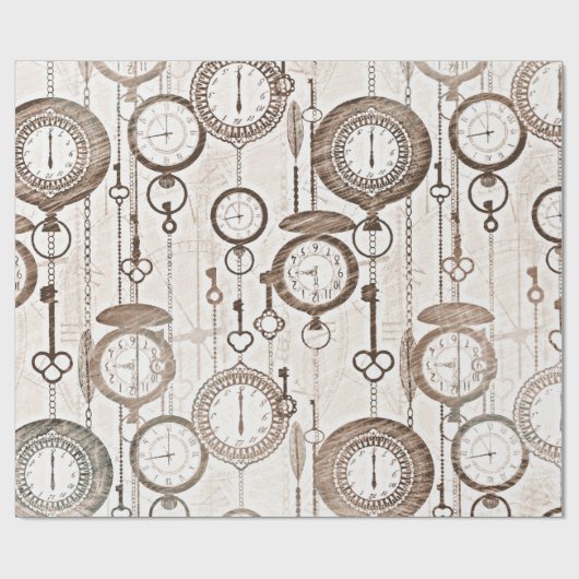  zakhorloges en sleutels cadeaupapier (Vlak)