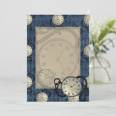 Zakhorloges op een blauwe diamantpatroon achtergro kaart (Staand voorkant)