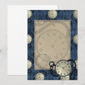 Zakhorloges op een blauwe diamantpatroon achtergro kaart (Voorkant / Achterkant)