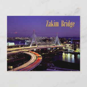 Zakim Bridge, Boston 's nachts Briefkaart