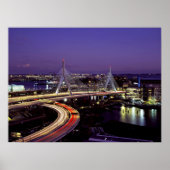 Zakim Bridge, Boston 's nachts Poster (Voorkant)