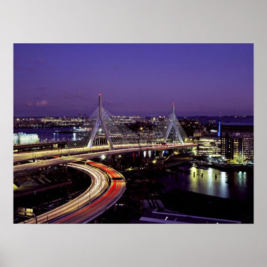 Zakim Bridge, Boston 's nachts Poster (Voorkant)