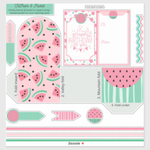 Zakje en Verjaardag naar/van opvouwbare Sticker