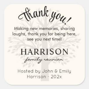 Zakje met bedankje voor familie reünie - 3-in-1 vierkante sticker