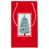 Zakje met leuk kerstboompje als cadeau (Rood) (Achterkant)