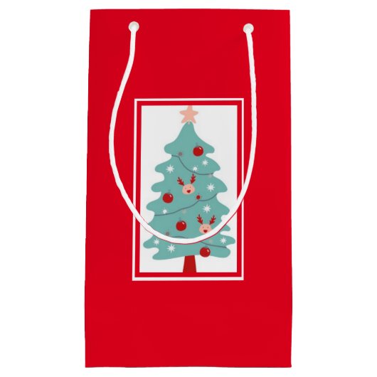 Zakje met leuk kerstboompje als cadeau (Rood) (Voorkant)